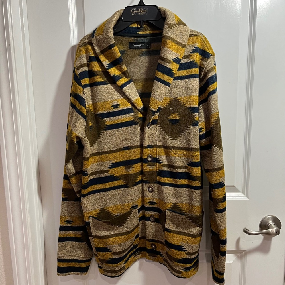 Junk Food Mens Shawl Collar Cardigan Sweater Desert Aztec Print 12MJK615 M